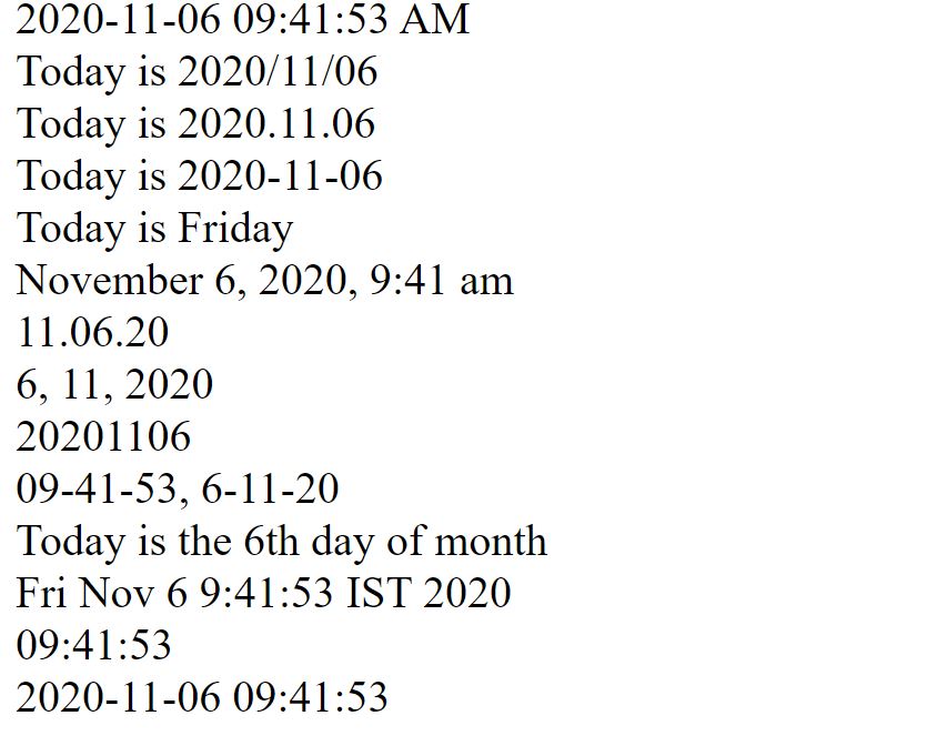 Get Current Date Time in Multiple Formats